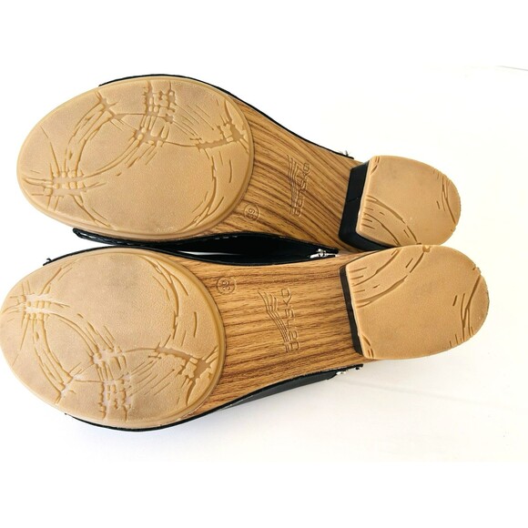 Dansko Ravyn Peep Toe Leather Mule Slide Sndal Slip On Clog Black Sz 39 US 8-8.5 - Picture 7 of 7